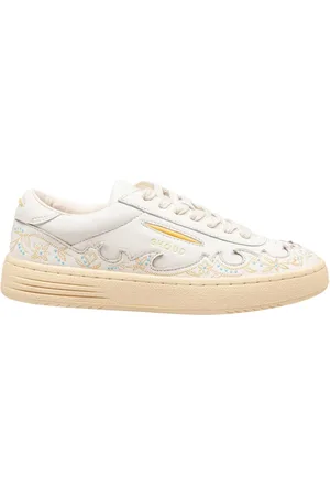 Ghoud Femme, Chaussures, Blanc, Taille: 39 EU Baskets en cuir brodé Couleur ivoire