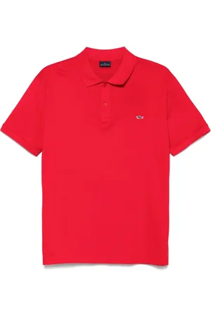 Paul & Shark Homme, Tops, Rouge, Taille: XL Pull Rouge à Côtes avec Patch Logo