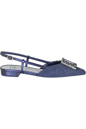 ROBERTO FESTA Femme, Chaussures, Bleu, Taille: 36 EU Slingback en tweed avec strass
