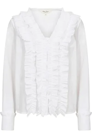 Part Two Femme, Blouses et Chemises, Blanc, Taille: 38 FR Chemisier Féminin avec Détails à Volants