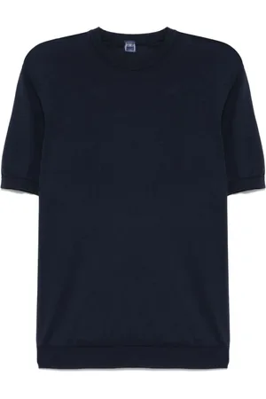 FEDELI Homme, Tops, Bleu, Taille: 4XL T-shirt col rond bleu marine