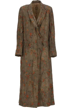 UMA WANG Femme, Manteaux, Vert, Taille: 40 FR Manteau Vert Floral à Double Boutonnage