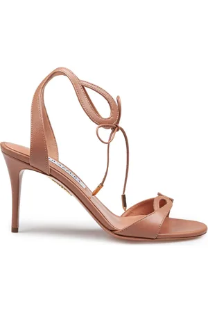 Aquazzura Femme, Chaussures, Rose, Taille: 37 1/2 EU Sandale en Cuir Nude à Talon Aiguille
