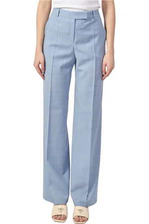 HUGO BOSS Femme, Pantalons, Bleu, Taille: 40 FR Pantalon formel taille haute en bleu à carreaux