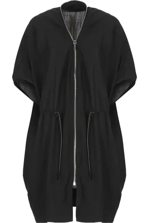 Rick Owens Femme, Vestes, Noir, Taille: ONE Size Manteau en laine noire avec fermeture éclair