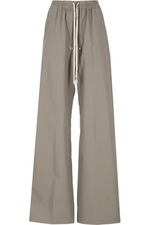Rick Owens Femme, Pantalons, Vert, Taille: 38 FR Pantalon en coton vert avec cordon de serrage
