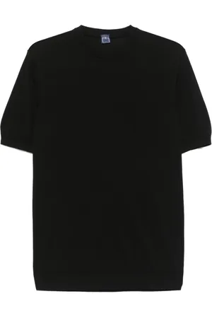 FEDELI Homme, Tops, Noir, Taille: 2XL T-shirt Noir Col Rond Manches Courtes