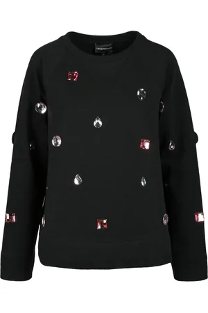 Emporio Armani Femme, Sweatshirts et sweats à capuche, Noir, Taille: 42 FR Sweat en Coton Modèle: Felpa