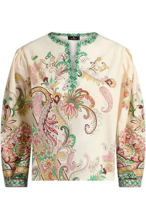 Etro Femme, Blouses et Chemises, Multicolore, Taille: 36 FR Beige V-Neck Paisley Sweater