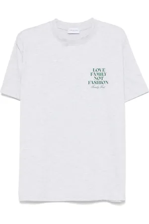 Family First Homme, Tops, Gris, Taille: XL T-shirt grise à col rond et slogan