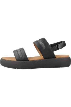 Geox Femme, Chaussures, Noir, Taille: 38 EU Sandales plates élégantes au design camouflage