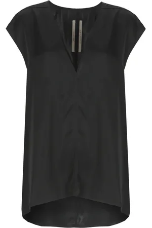 Rick Owens Femme, Blouses et Chemises, Noir, Taille: 38 FR Haut noir sans manches à col en V
