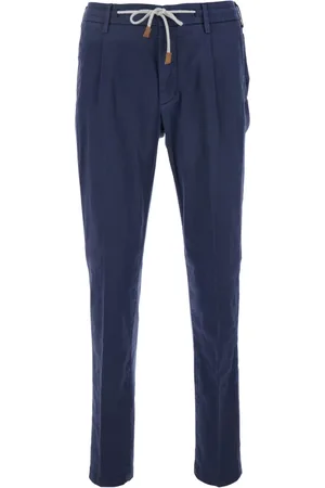 ELEVENTY Homme, Pantalons, Bleu, Taille: W38 Pantalon en Coton Bleu à Cordon de Serrage à la Taille