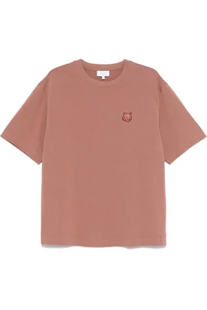 Maison Kitsuné Homme, Tops, Brun, Taille: XS T-shirt Col Rond Marron Olive