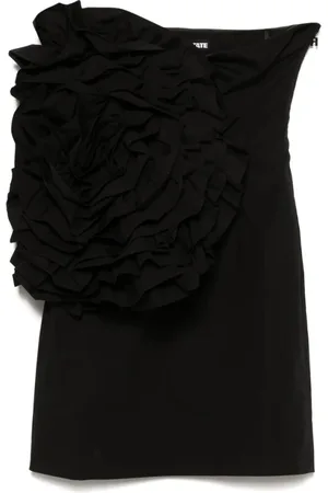 ROTATE Femme, Robes, Noir, Taille: 38 FR Robe Noire sans Bretelles avec Fermeture Éclair