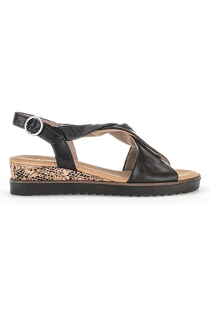 Gabor Femme, Chaussures, Noir, Taille: 35 EU Sandales noires en cuir lisse