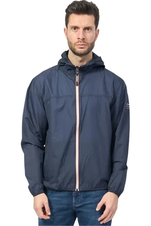 ECOALF Homme, Vestes, Bleu, Taille: M Manteau bleu à capuche avec poches zippées