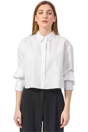 Armani Exchange Femme, Blouses et Chemises, Blanc, Taille: 40 FR Chemise Blanche Courte avec Manches 3/4