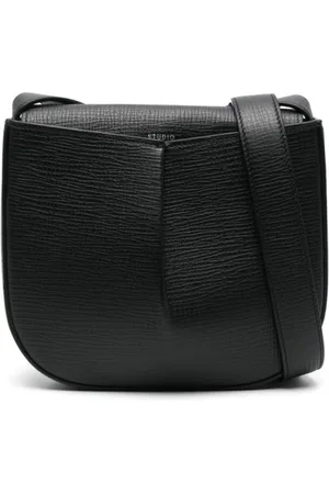 STUDIO NICHOLSON Femme, Sacs, Noir, Taille: ONE Size Sac à bandoulière en cuir noir avec fermeture magnétique
