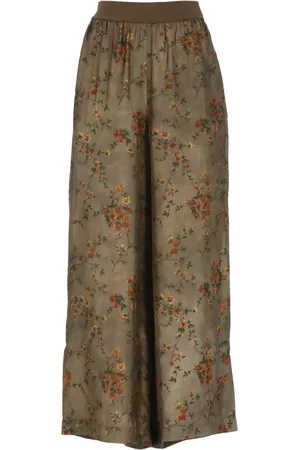 UMA WANG Femme, Pantalons, Vert, Taille: 38 FR Pantalon Palazzo Vert Floral