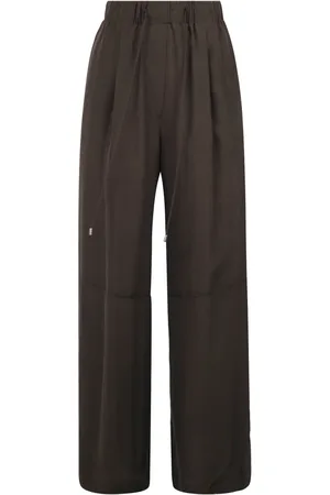 ALYSI Femme, Pantalons, Brun, Taille: 42 FR Pantalon large en soie avec détails vintage