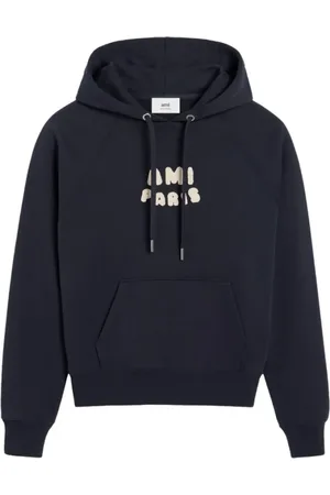 Ami Homme, Sweatshirts et sweats à capuche, Bleu, Taille: 2XL Navy Logo Print Sweat à capuche