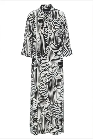 Bitte Kai Rand Femme, Robes, Noir, Taille: 38 FR Robe Longue avec Motif Artistique