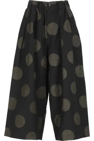 UMA WANG Femme, Pantalons, Noir, Taille: 42 FR Pantalon Palazzo à Pois Noir