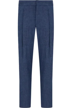 Giorgio Armani Homme, Pantalons, Bleu, Taille: L Pantalon Bleu avec Jambe Fuselée