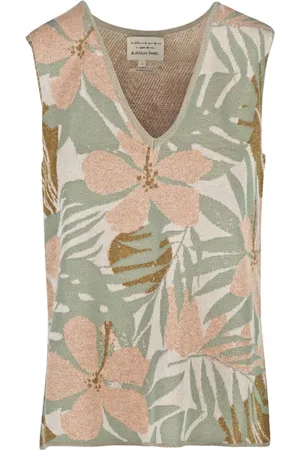 Alessia Santi Femme, Tops, Multicolore, Taille: 40 FR Haut sans manches avec détails lurex et col en V