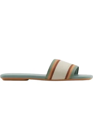 Armani Exchange Femme, Chaussures, Multicolore, Taille: 39 EU Sandale Plate Webbing Style Vert