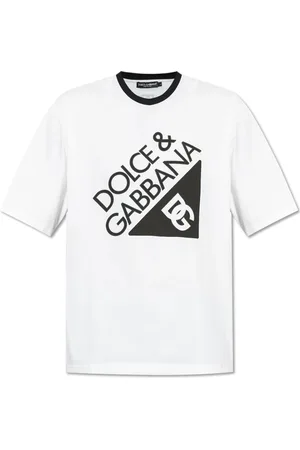Dolce & Gabbana Homme, Tops, Blanc, Taille: XL T-shirt avec logo imprimé