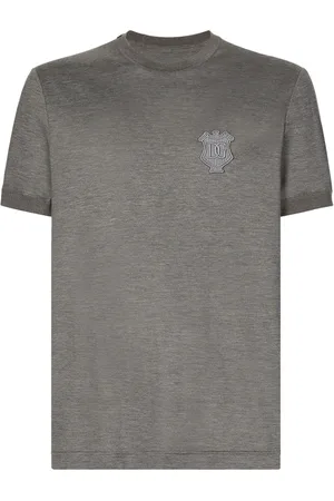 Dolce & Gabbana Homme, Tops, Gris, Taille: XL T-shirt en Coton Elégant