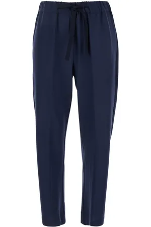 SEMICOUTURE Femme, Pantalons, Bleu, Taille: 42 FR Pantalon Bleu à Cordon de Serrage en Laine Vierge Femme