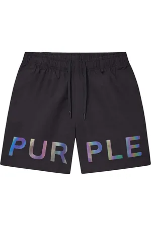 Purple Brand Homme, Maillots de bain, Noir, Taille: XL Shorts de plage avec logo holographique et cordon