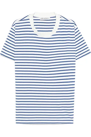 OUR LEGACY Homme, Tops, Multicolore, Taille: 2XL T-shirt Blanc à Rayures Col Rond