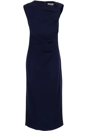 Msgm Femme, Robes, Bleu, Taille: 40 FR Robe Bleue avec Détails de Volants en Mélange de Viscose Femme