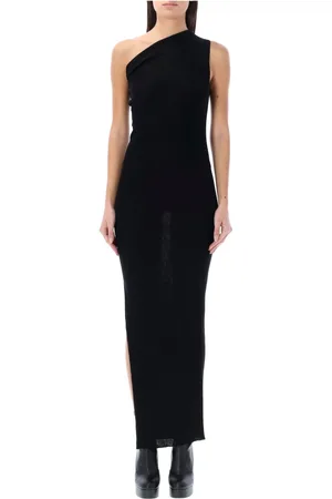 Rick Owens Femme, Robes, Noir, Taille: 40 FR Robe Noire Athena en Maille Côtelée