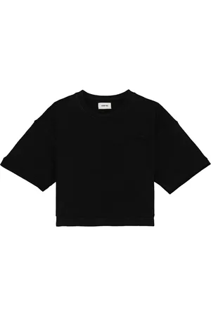Autry Femme, Tops, Noir, Taille: 36 FR T-shirt court et ample en coton noir
