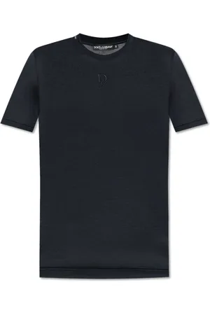 Dolce & Gabbana Homme, Tops, Bleu, Taille: L T-shirt avec logo brodé