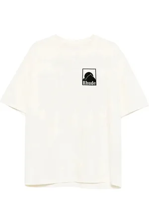 Rhude Homme, Tops, Blanc, Taille: S T-shirt Blanc avec Logo Imprimé