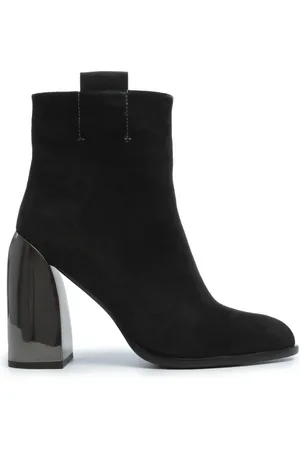 CESARE GASPARI Femme, Chaussures, Noir, Taille: 36 EU Bottines noires en daim à talon carré