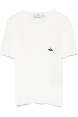 Vivienne Westwood Femme, Tops, Blanc, Taille: 40 FR Haut Blanc avec Logo Orb Signature