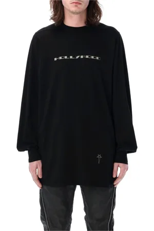 Rick Owens Homme, Sweatshirts et sweats à capuche, Noir, Taille: M T-shirt noir à imprimé perle Jumbo LS