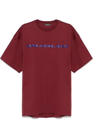 MUGLER Homme, Tops, Rouge, Taille: S T-shirt Col Ras du Cou Rouge Sang