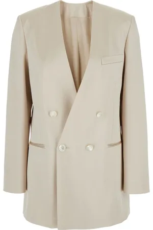 Serafini Femme, Vestes, Blanc, Taille: 36 FR Veste Blanche à Double Boutonnage en Acétate Femme