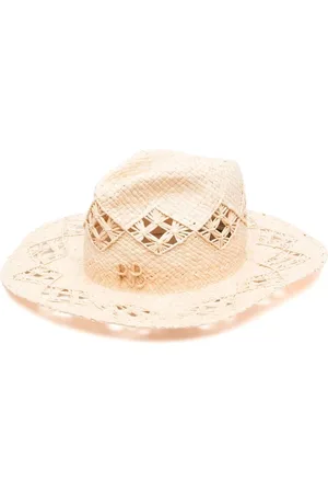 Ruslan Baginskiy Femme, Accessoires, , Taille: S Paille Large Bord Logo Chapeau