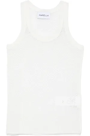 MARELLA Femme, Tops, Blanc, Taille: 36 FR Haut Blanc Sans Manches Emily R.