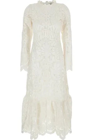 SEA Femme, Robes, Blanc, Taille: 36 FR Robe Longue Blanche avec Ourlet Asymétrique