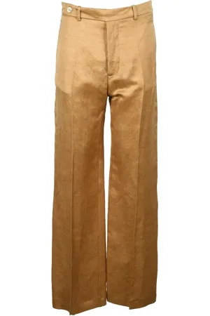 ALYSI Femme, Pantalons, Brun, Taille: 38 FR Pantalon en lin Cupro